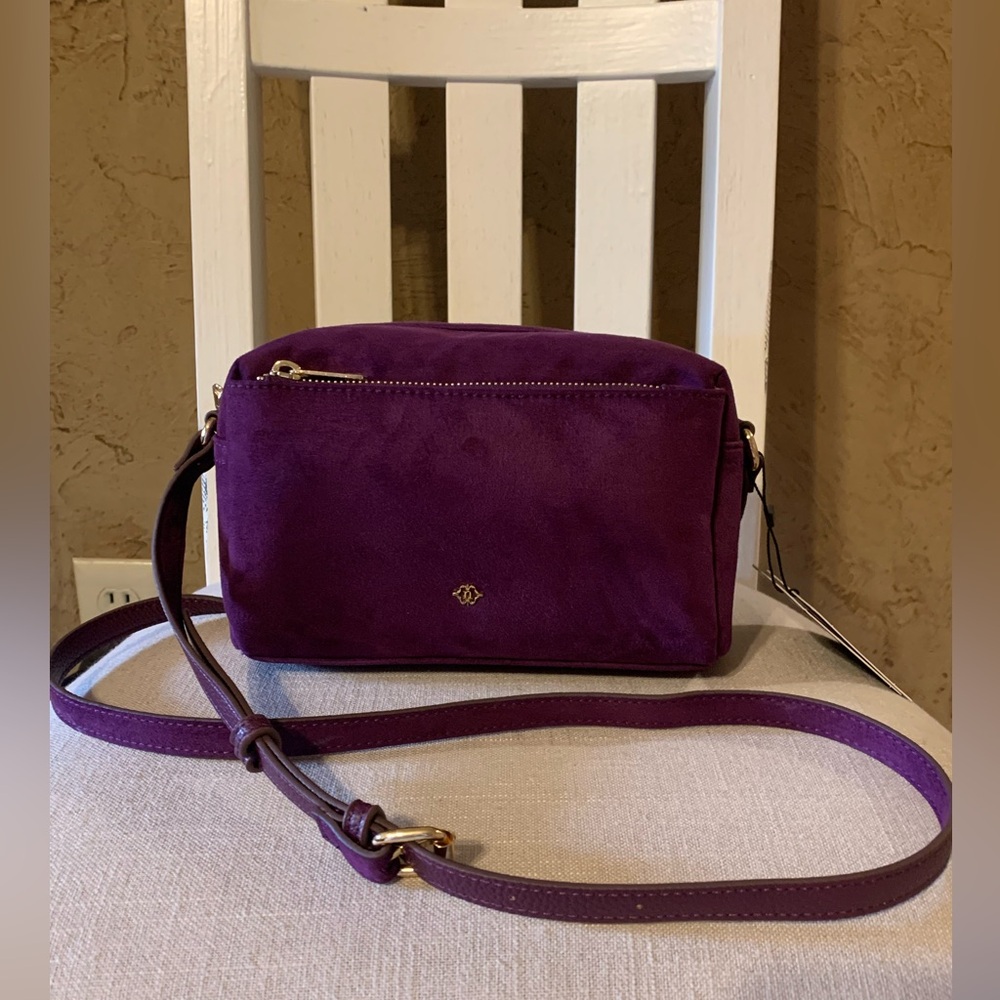 Nanette Lepore deep purple suede crossbody purse-New with tags